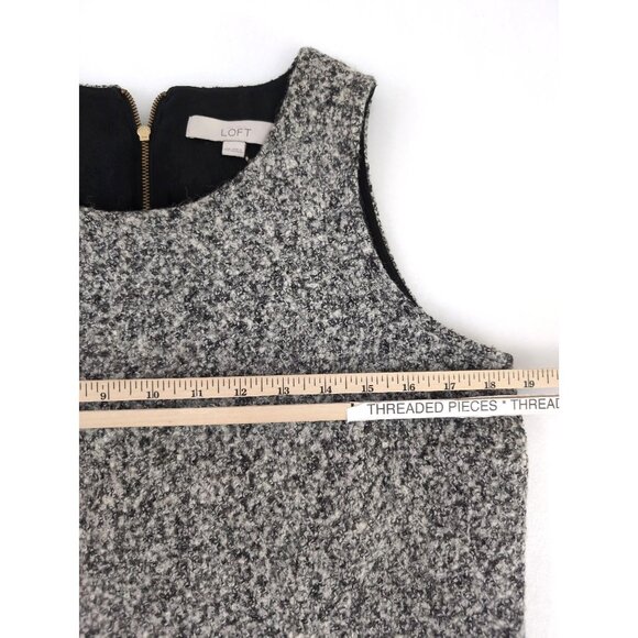 LOFT Tweed Shift Dress Women 10 Petite Black Gray Sleeveless Office Siren Career - Picture 12 of 12